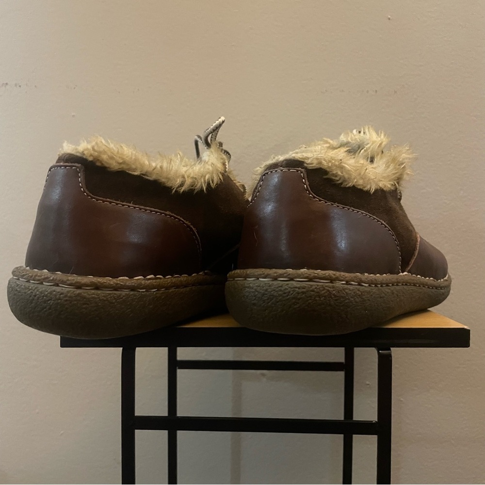 WindRiver Brown Leather & Suede Faux-Fur Lined Lace-Up Loafers – Size 9 GUC - Picture 6 of 16